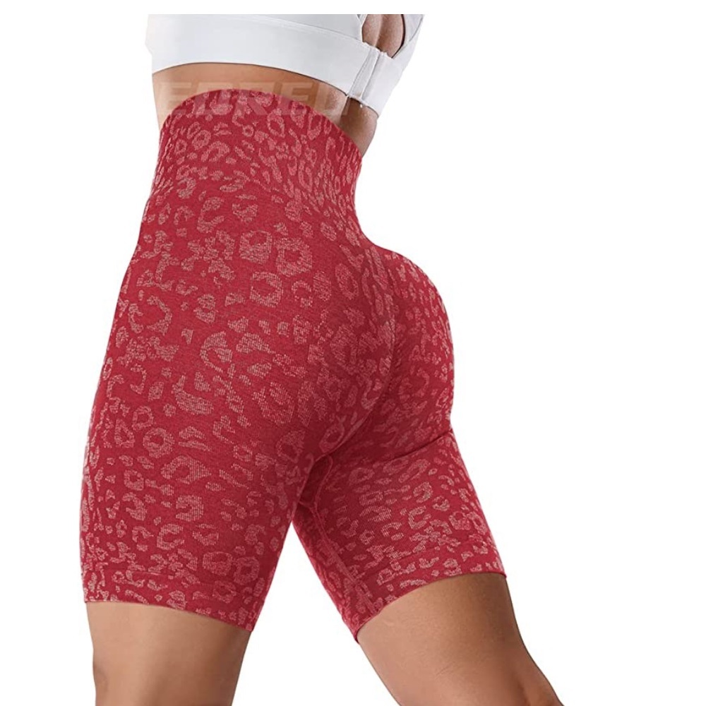 YEOREO high waist booty scrunch red shorts